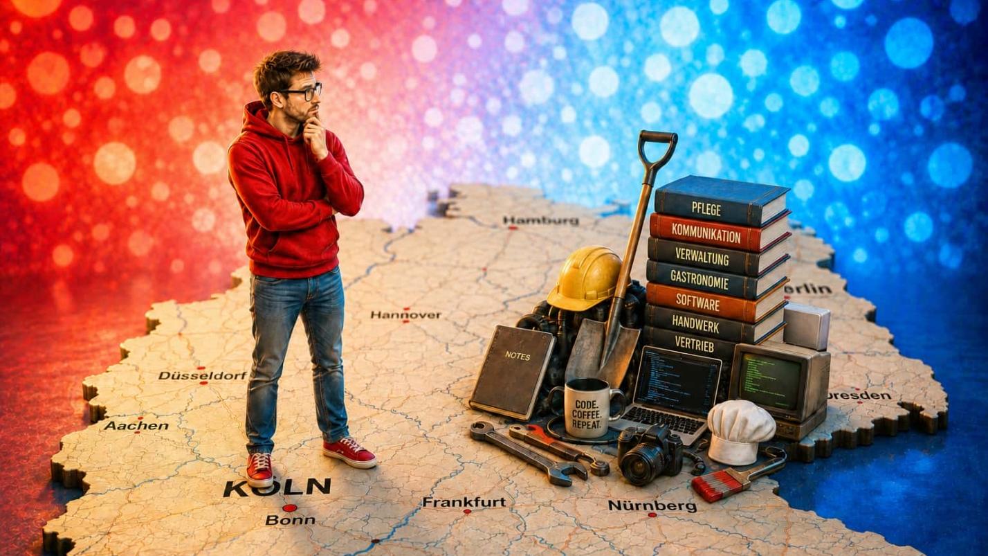 Mann auf Deutschlandkarte