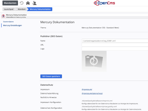 Mandanten App - Mercury Einstellungen