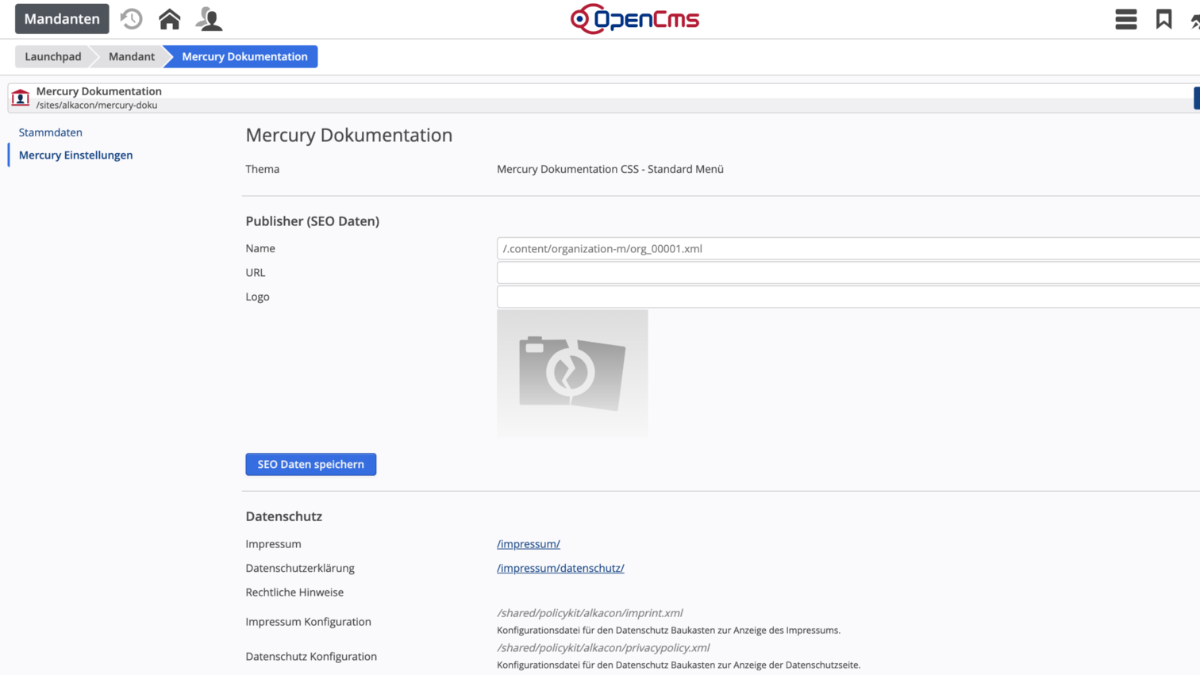 Mandanten App - Mercury Einstellungen