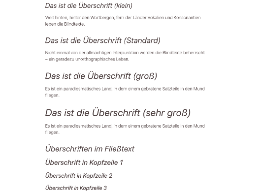 Größe der Überschriften im Newsletter