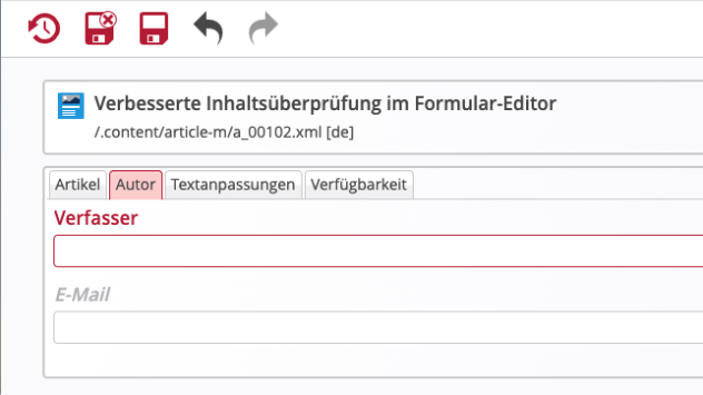 Formular-Editor Buttons bei Fehlern