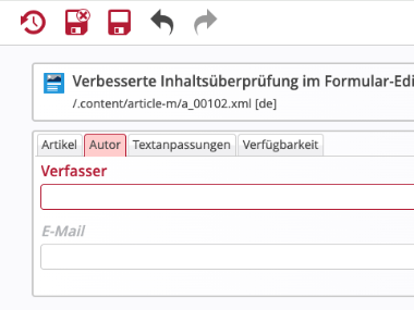 Formular-Editor Buttons bei Fehlern (c) Alkacon Software Formular-Editor Buttons bei Fehlern
