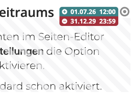 Anzeige der Gültigkeit im Seiten-Editor (c) Alkacon Software Anzeige der Gültigkeit im Seiten-Editor