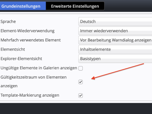 Benutzereinstellung zur Anzeige der Verfügbarkeit