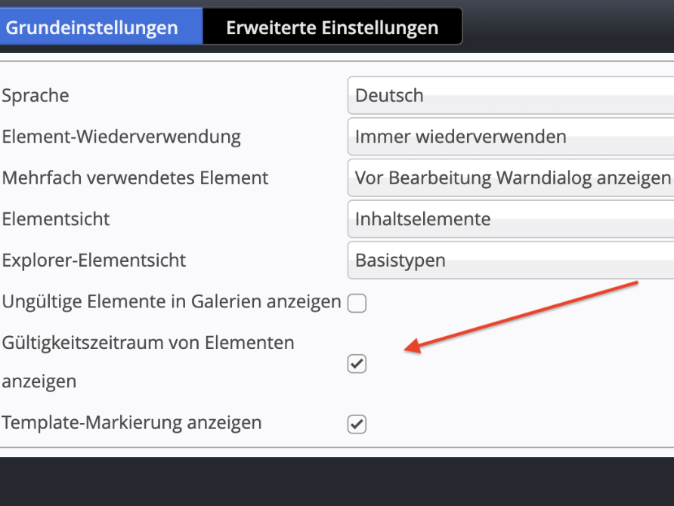 Benutzereinstellung zur Anzeige der Verfügbarkeit